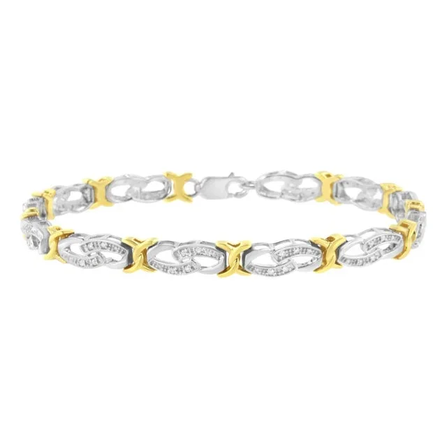 10k Yellow Gold Plated Sterling Silver 1/4 cttw Diamond Infinity and X Link Bracelet (I-J Clarity, I2-I3 Color) – Size 7.25″