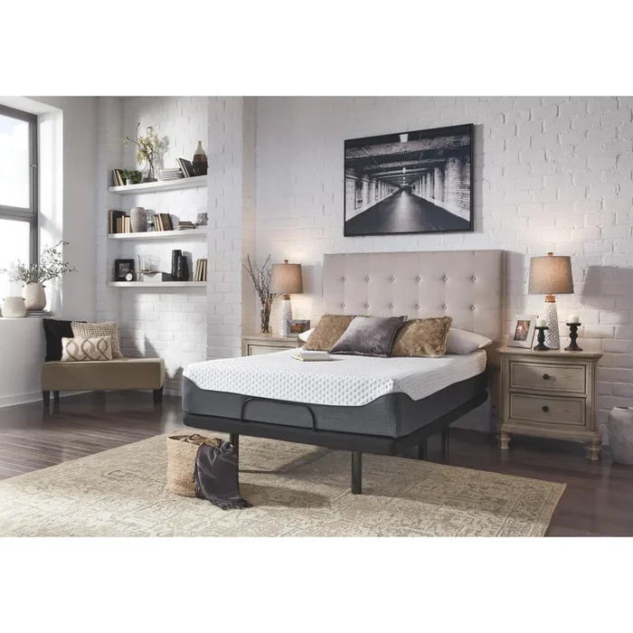 12 Inch Chime Elite – White/blue – 2 Pc. – King Mattress, Adjustable Base – Head & Foot Massage