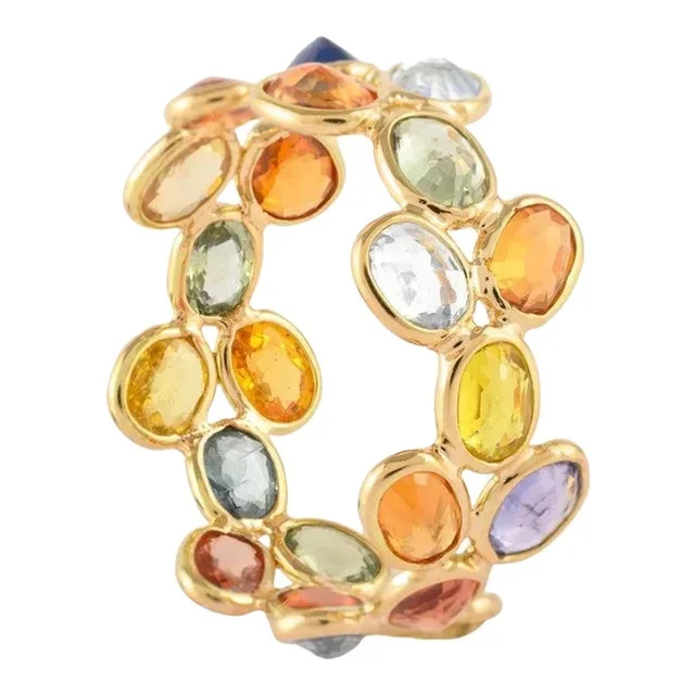 14k Gold Stackable Multi Sapphire Band Ring Size 7 ( All Sizes Available )
