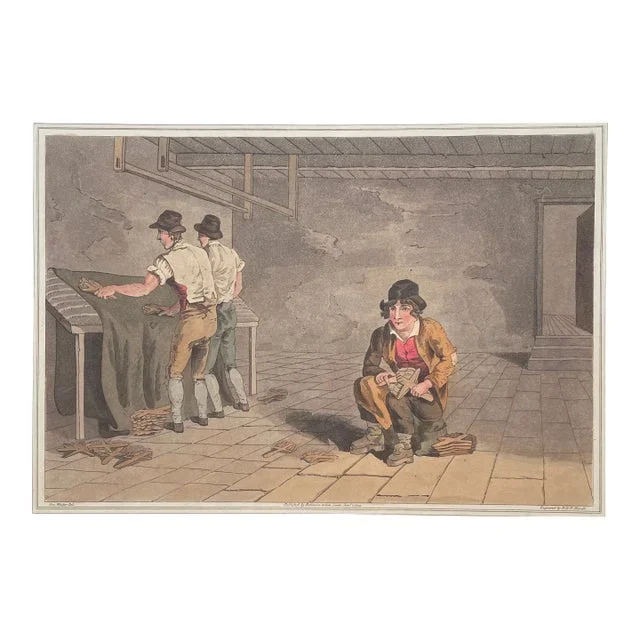 1814 English Garment Workers Handcolored Engraving