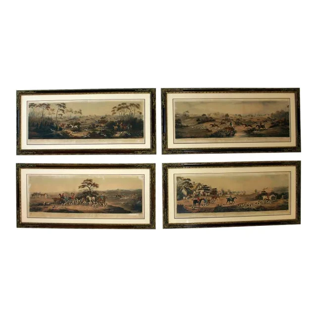 1817 Set of 4 English Hunting Prints Painted by Dean Wolstenholme & Printed by Sutherland