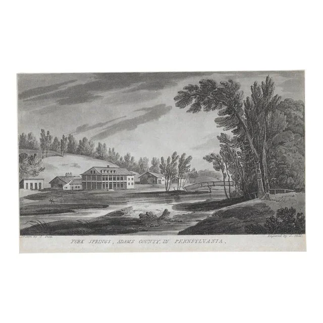 1819 York Springs Adams County Pennsylvania Engraving, After Joshua Shaw