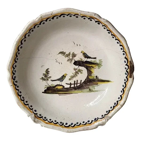 18th Century Earthenware Salad Bowl from Nevers, France