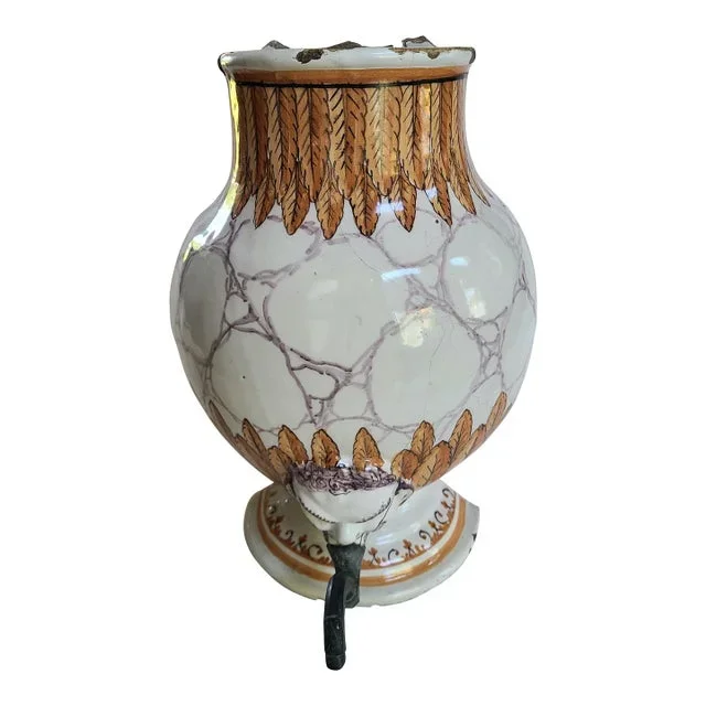 18th Century Porcelain Wall Fountain (Lavabo) With Aged Brass Spigot