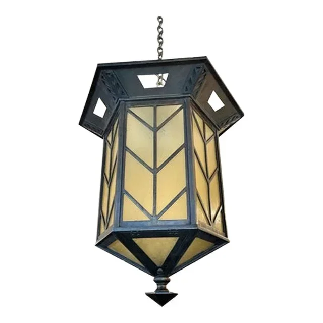 1920s Art Deco Skyscraper Lobby Monumental Flush Mount Ceiling Light Rewired