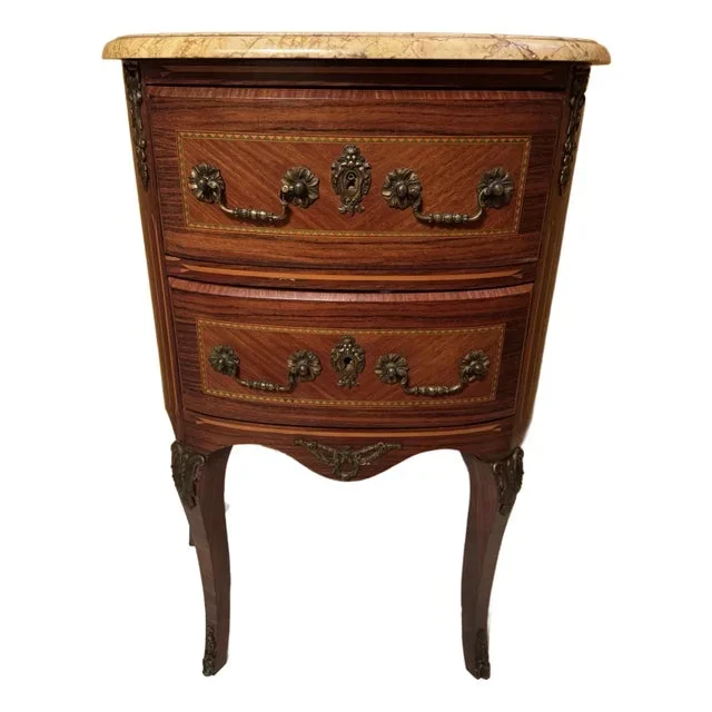 1930s French Country Louis XV Marble Top Chest