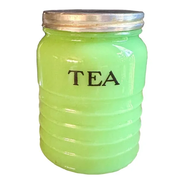 1930s Jeannette Glass Jadeite Tea Canister