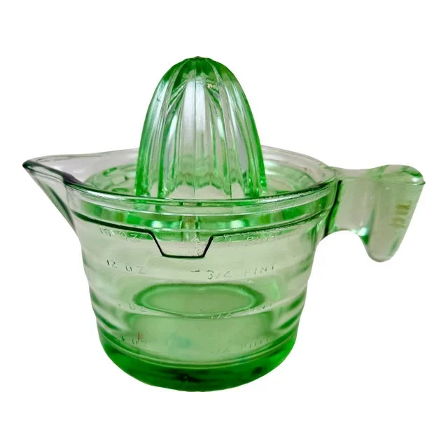 1930s Uranium Glass Handy Andy 2-Piece Citrus Reamer Set