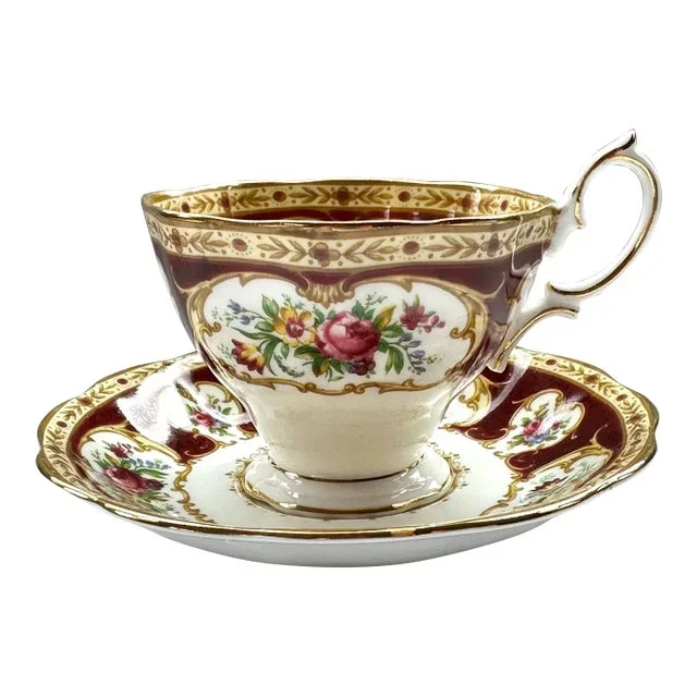 1940s Victorian Tea Cup by Royal Albert, Lady Hamilton English Bone China Cup & Saucer