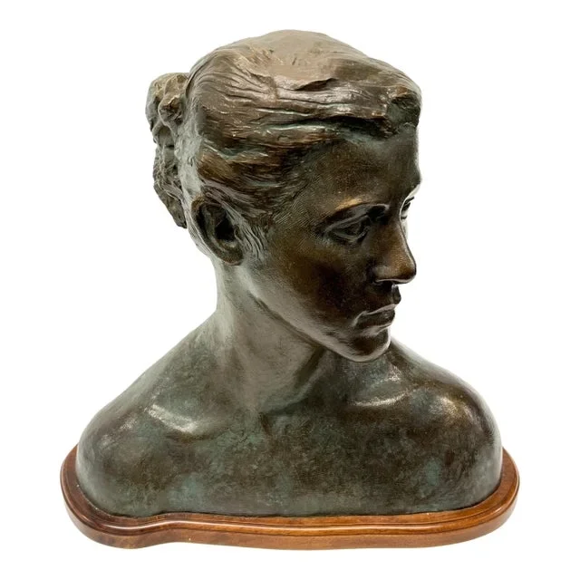 1950s Bronze Bust of a Young Woman, Mid Century, by Tony Trezza