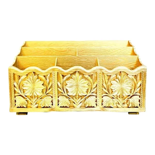1950s Mid-Century Metallic Gold Desk Organizer by Lerner