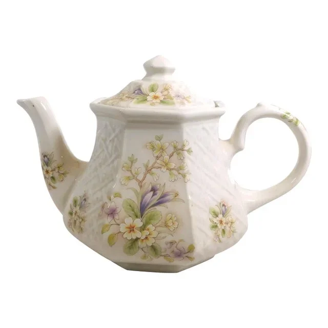 1950s Sadler Floral Teapot With Basketweave Detail