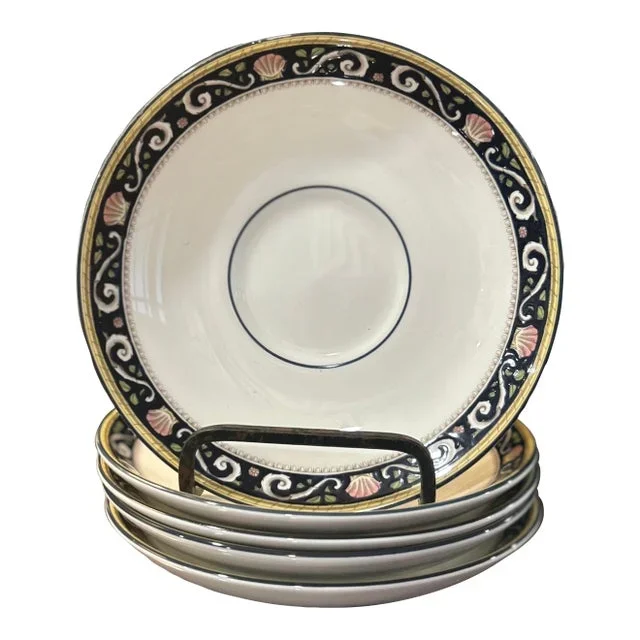1950s Wedgwood Bone China Runnymede W4472 Saucers- Set of 5