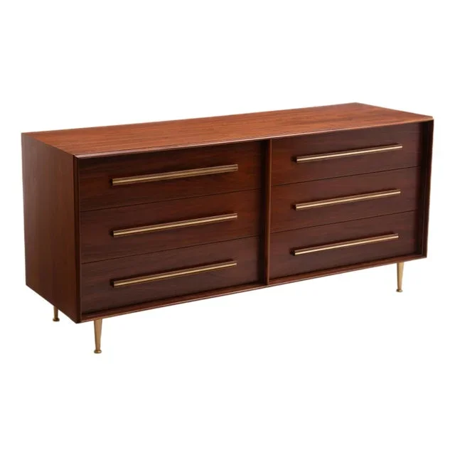 1950s Widdicomb Six Drawer Walnut Dresser t.h. Robsjohn Gibbings