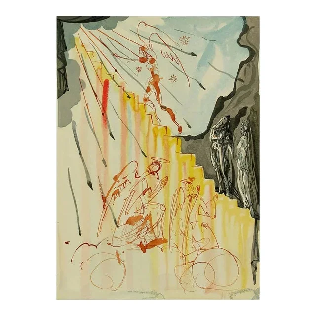 1960 Dali Woodcut Paradise 21 the Mystic Ladder