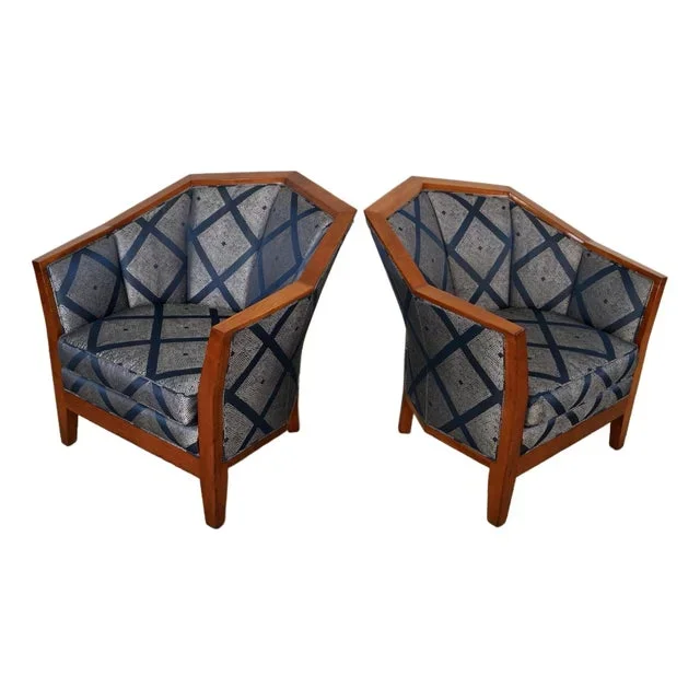 1960’s Art Deco Pierre Chareau Style Lounge Chairs – A Pair