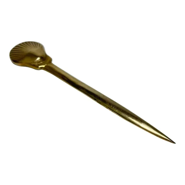 1960s Brass Shell Motif Letter Opener