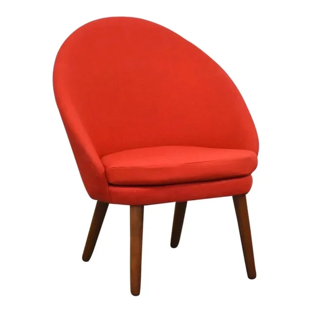 1960s Danish Modern Red Lounge Chair by Ejvind Johansson