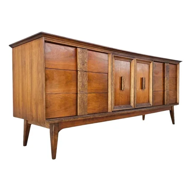 1960s Mid Century Bassett Dresser From the “Mayan” Collection