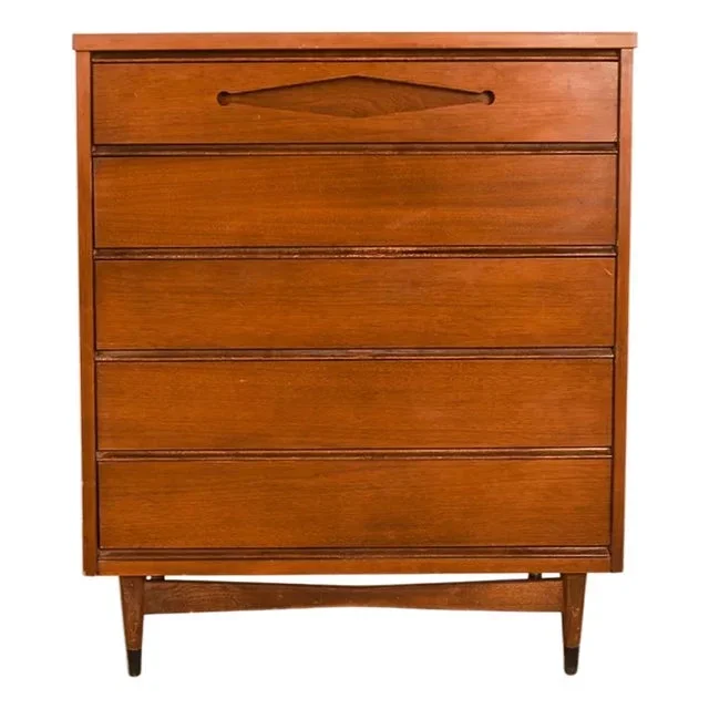 1960s Mid Century Modern Highboy Dresser Bassett