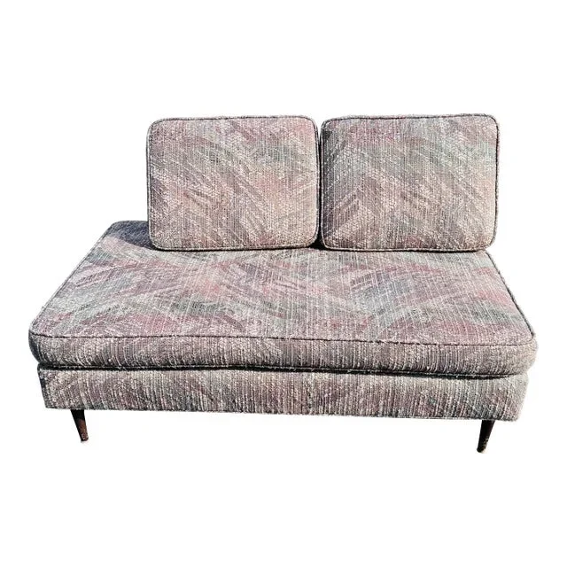 1960s Mid Century Modern Sofa Daybed With Wood Tapered Legs