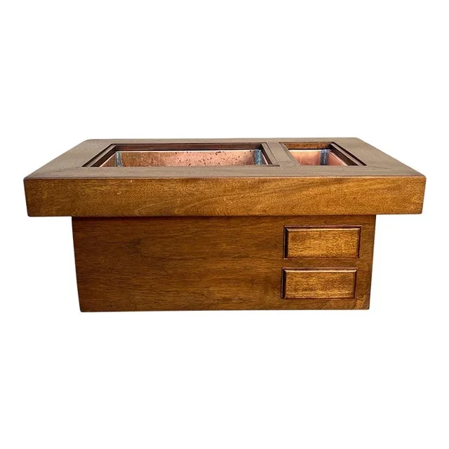 1960s Mid Century Wooden Brazier/Hibachi/Planter