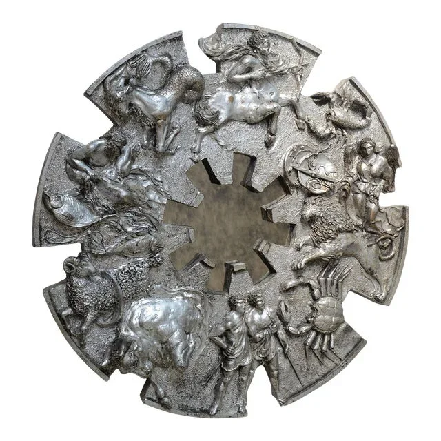 1970s Brutalist Zodiac Metallic Finish Mirror