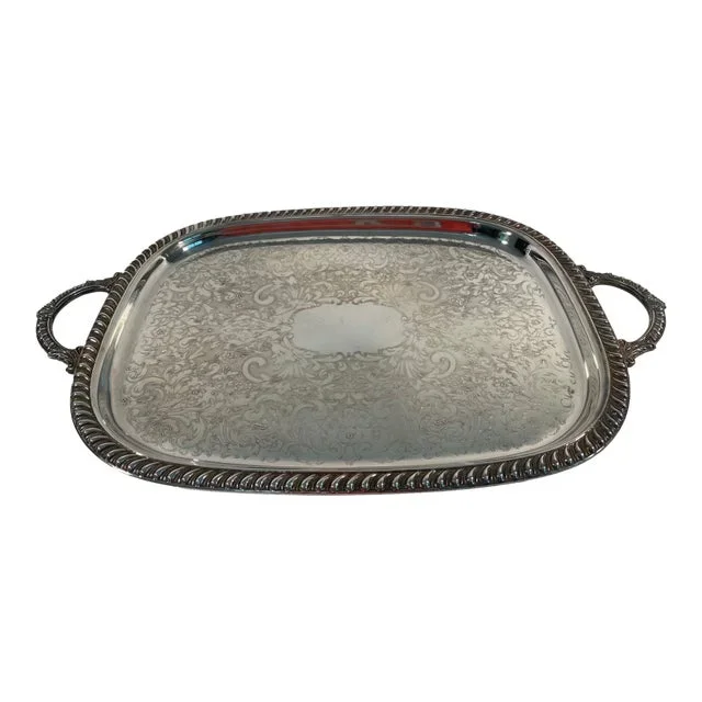 1970s Leonard Silverplate Oblong Footed Platter or Tray