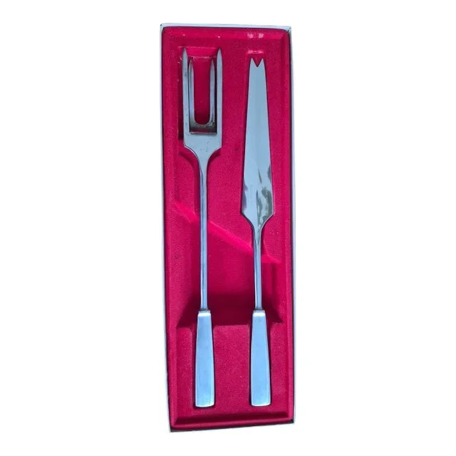 1970s Mid-Century Modern Carving Set, Capri Stainless Italy- 2 Pices
