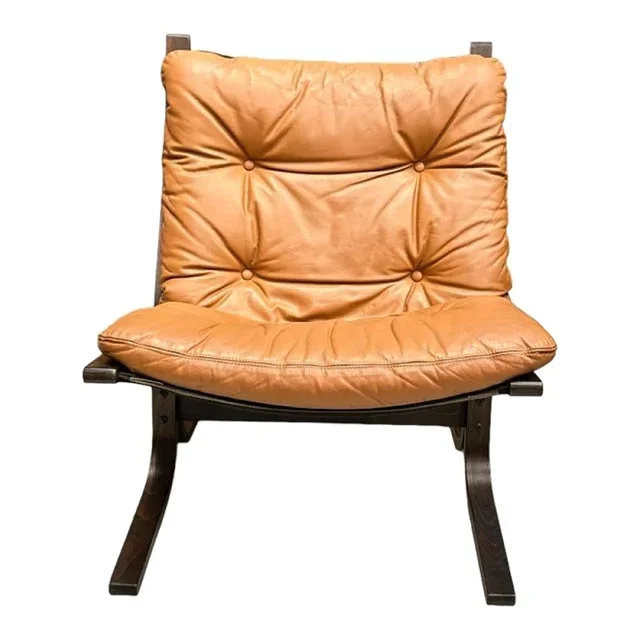 1970s Mid Century Modern Ingmar Relling for Westnofa Teak and Cognac Leather Sling Chair