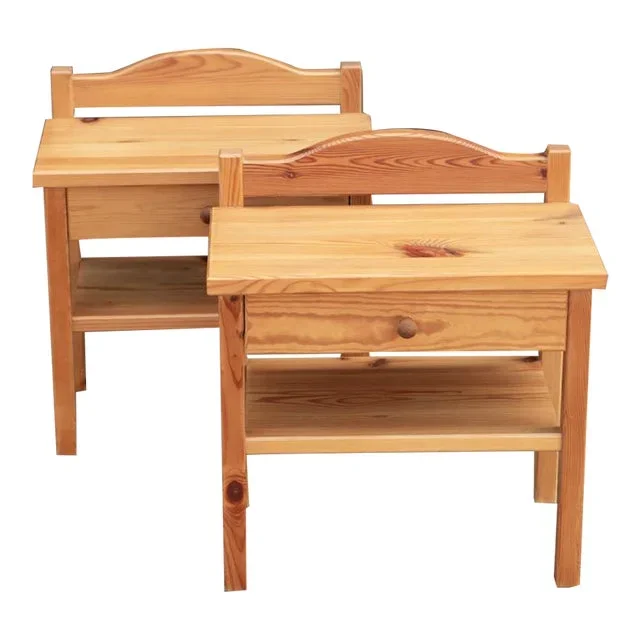 1970s Pair of Swedish Pine Nightstands