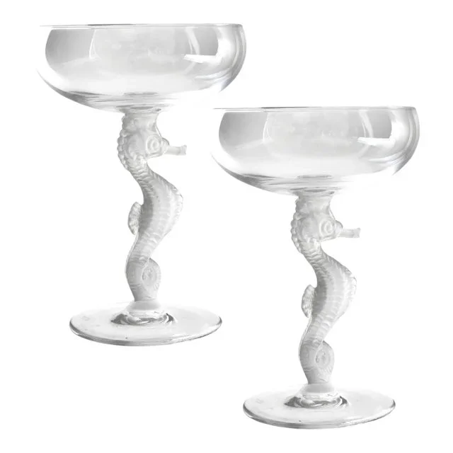 1970s Seahorse Cocktail Coupes, by Bayel – 2 Pieces