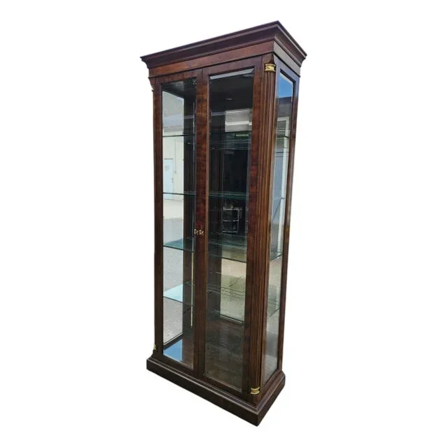 1980s Henredon Charles X Curio Cabinet Display Hutch China Breakfront Neo Classical