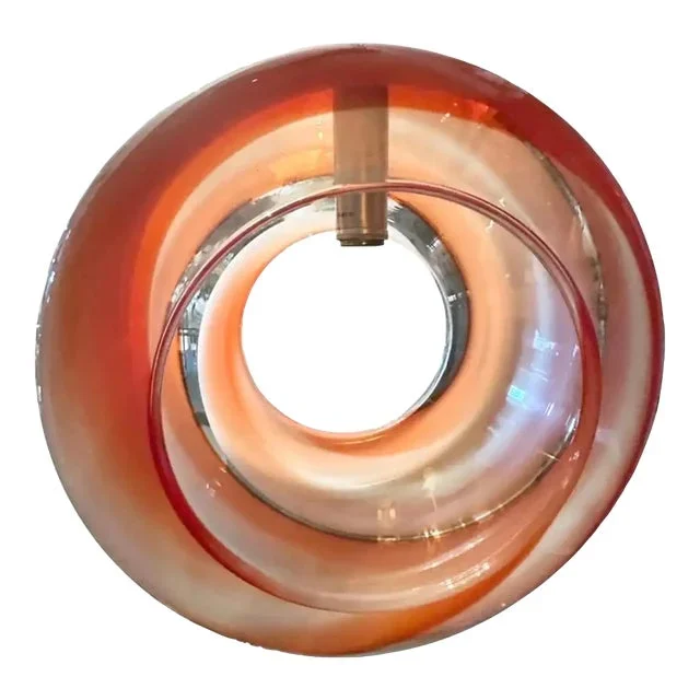 1980s Modern Orange and White Murano Glass Pendant by La Murrina