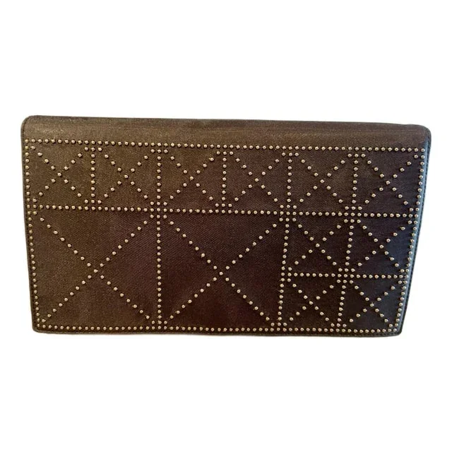 1980s Paloma Picasso Studded Chocolate Brown Fabric Bag