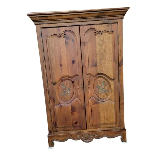1980s Vintage Solid Pine Wood Habersham Armoire