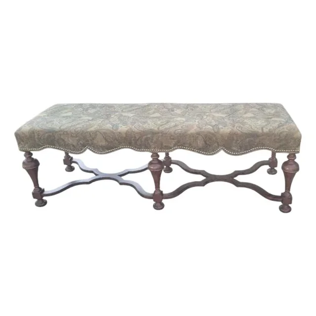 1980s William & Mary Style Long Bench