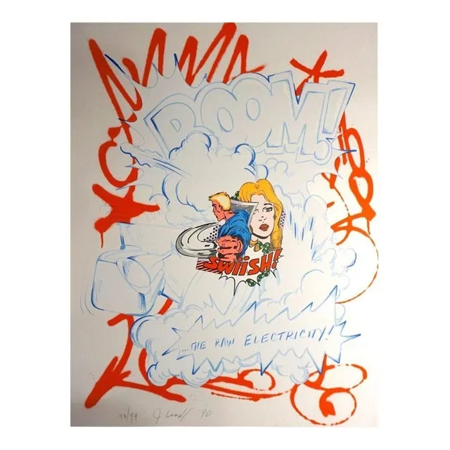 1990s Crash John Matos Raw Electricity Hand Signed Numbered Serigraph