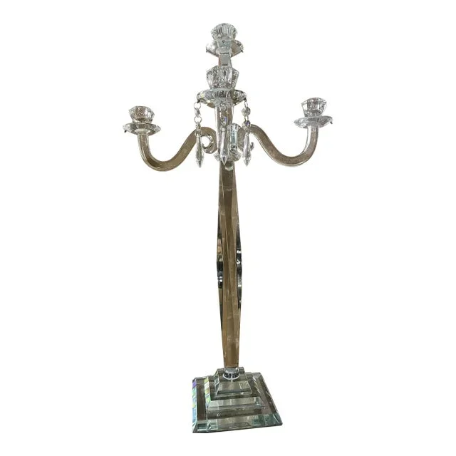 1990s Crystal Glass Candelabra