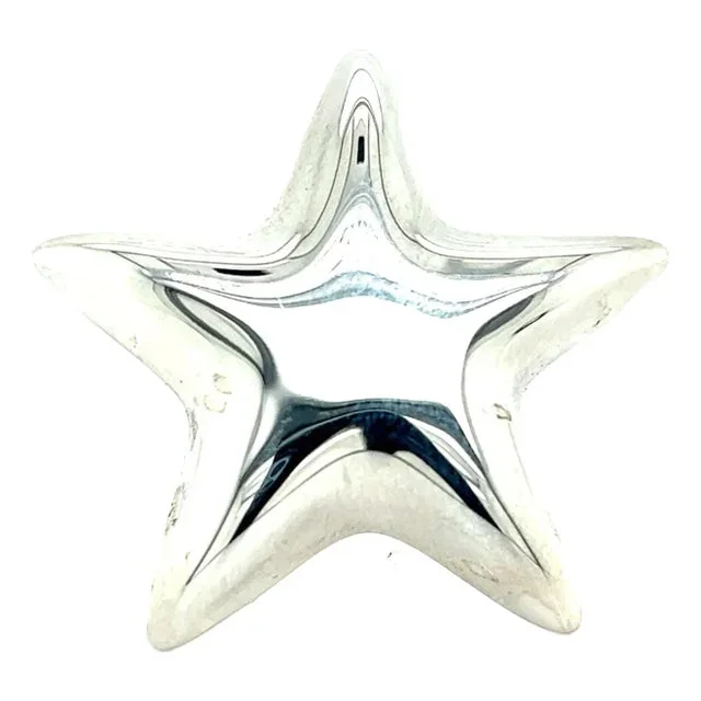 1990s Tiffany & Co Estate Puffed Star Brooch Sterling Silver