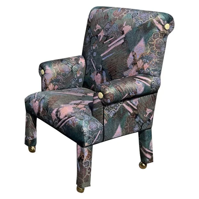 1990s Vintage Postmodern Mastercraft Inspired Art Deco Armchairs Accent Lounge Chair
