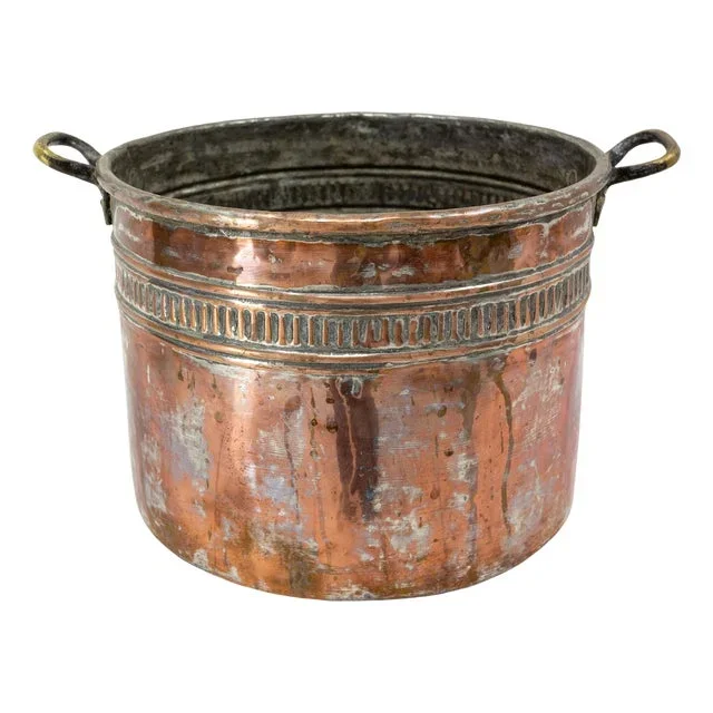19th Century Copper Jardinière with Two Handles, Southwest France