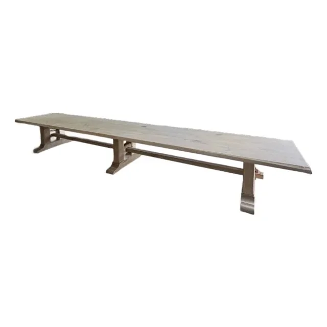 19th Century French Bleached Solid Walnut Monastery Trestle Dining Table or Farm Table 18feet Long