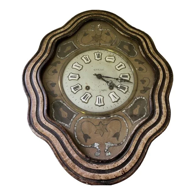 19th Century French Napoleon III Inlaid and Painted Wall Clock