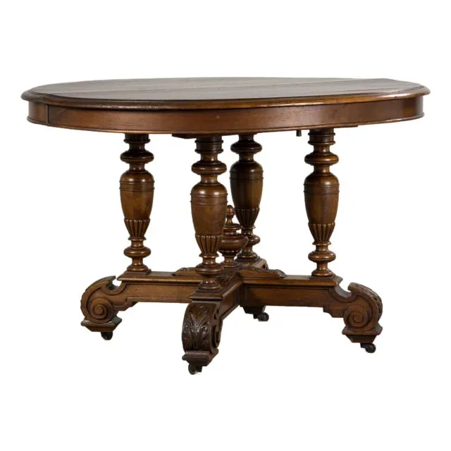 19th Century French Napoleon III Walnut Oval Center Table