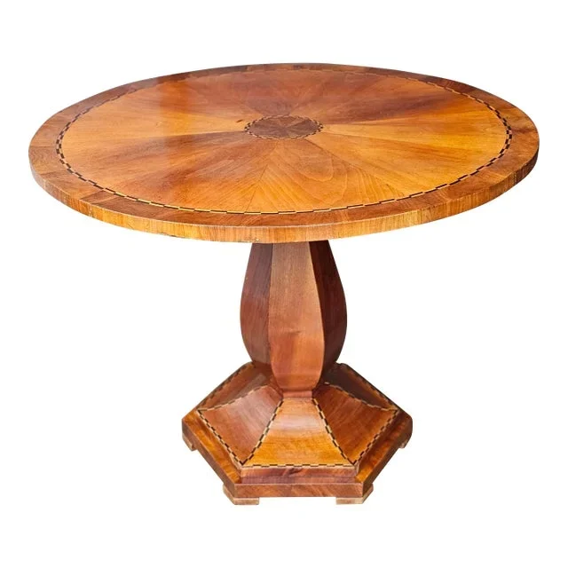 19th Century Neoclassical Satinwood & Ebony Inlaid Mixed Fruitwood Center Table