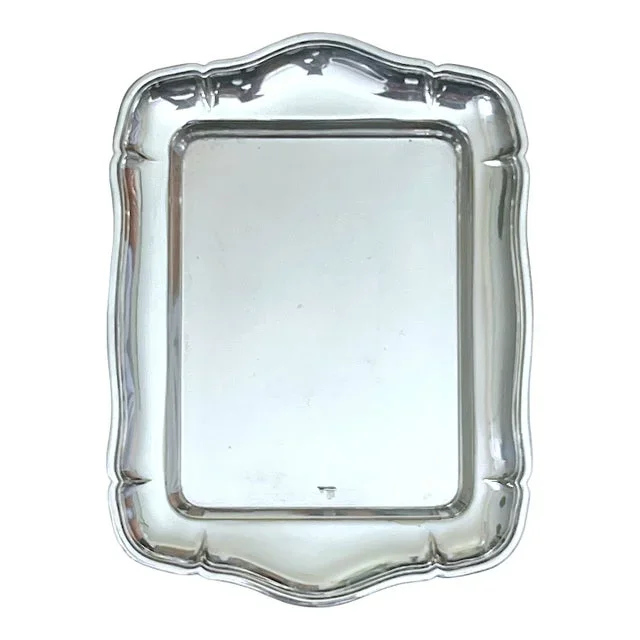 20th Century Silver Tray Rectangular With Scalloped Edge