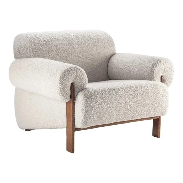 21st Century Paloma Armchair in Boucle / Wood