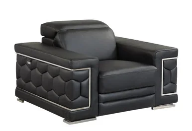 38″ Modern Genuine Italian Leather Chair in Black / 692-BLACK-CH