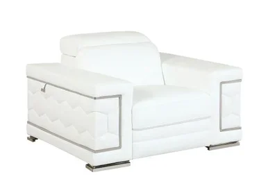 38″ Modern Genuine Italian Leather Chair in White / 692-WHITE-CH